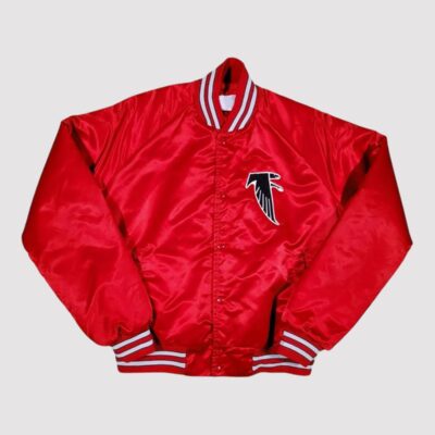 80s Atlanta Falcons Red Satin Bomber Jacket