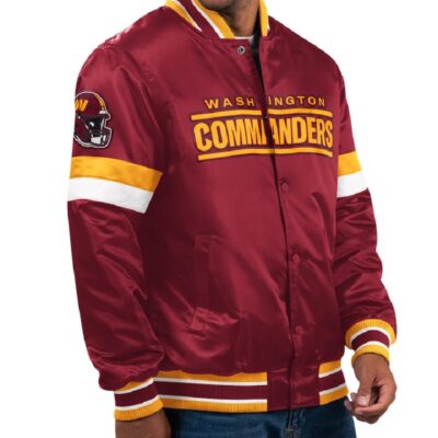 Men’s Starter Burgundy Washington Commanders Home Game Satin Varsity Jacket