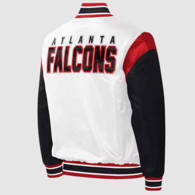 Atlanta Falcons Throwback Warm Up Pitch Satin Varsity Jacket