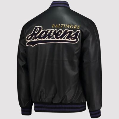 Baltimore Ravens Black Leather Bomber Jacket