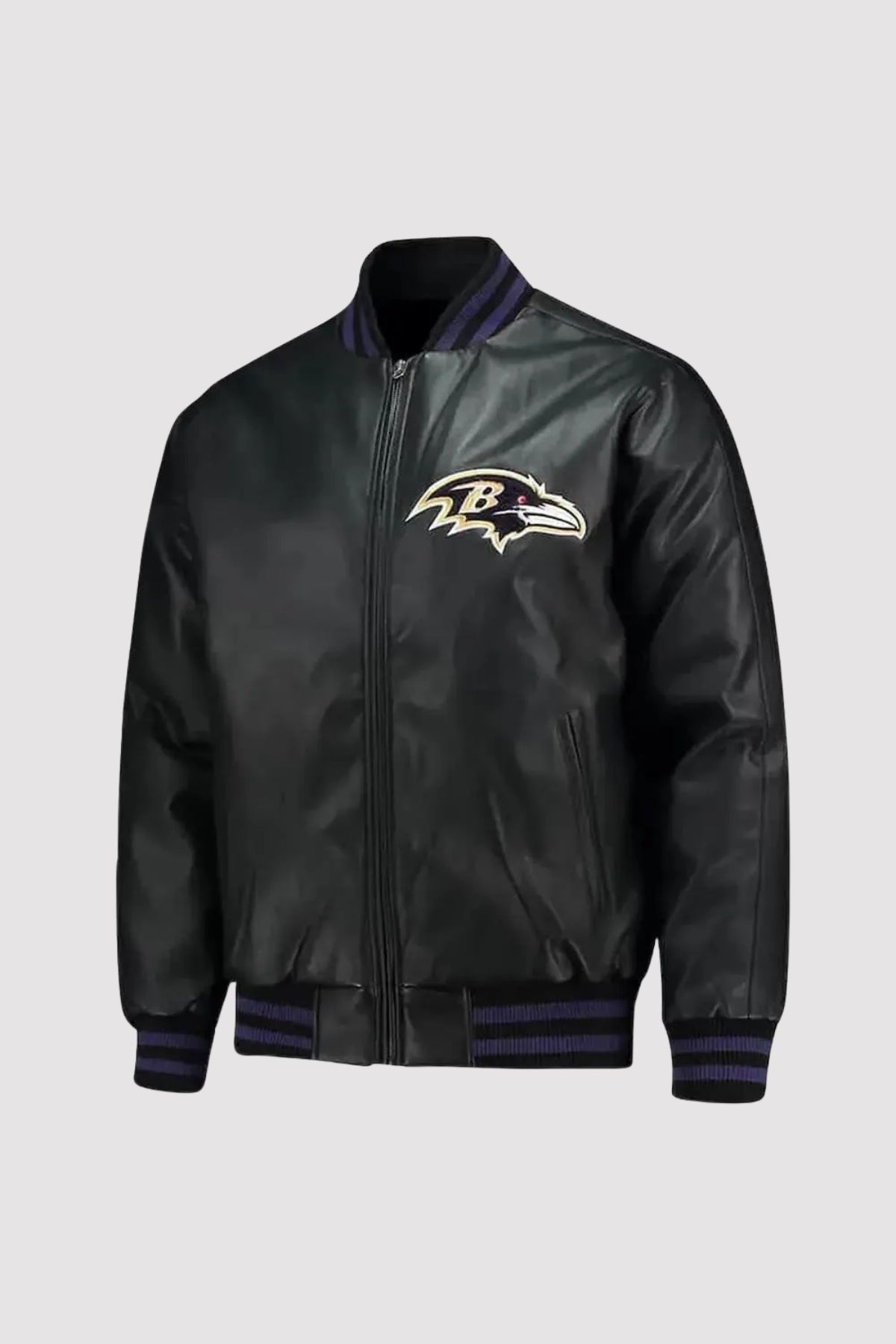 Baltimore Ravens Black Leather Bomber Jacket