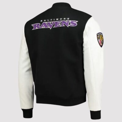 Baltimore Ravens Logo Black and White Varsity Jacket