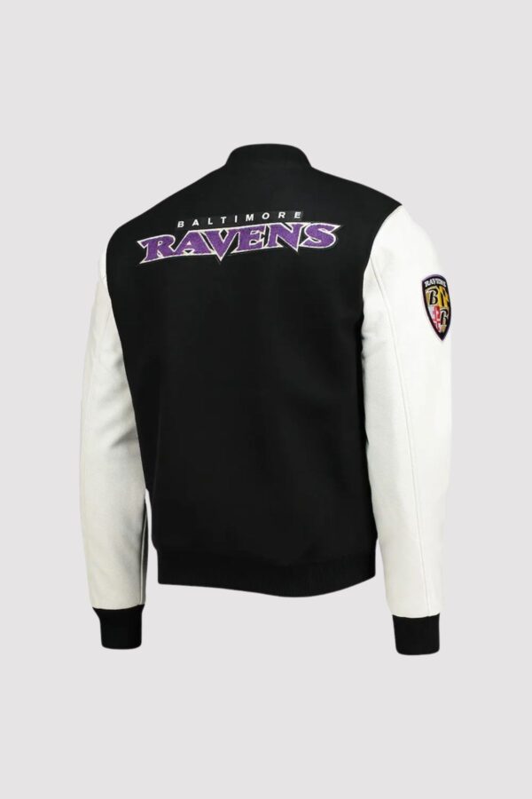 Baltimore Ravens Logo Black and White Varsity Jacket