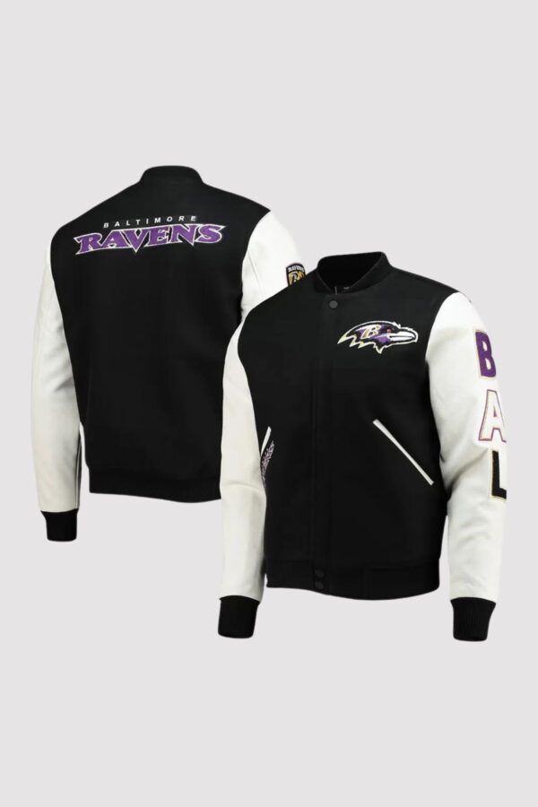 Baltimore Ravens Logo Black and White Varsity Jacket