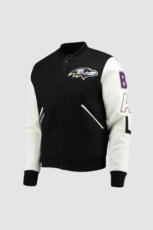 Baltimore Ravens Logo Black and White Varsity Jacket