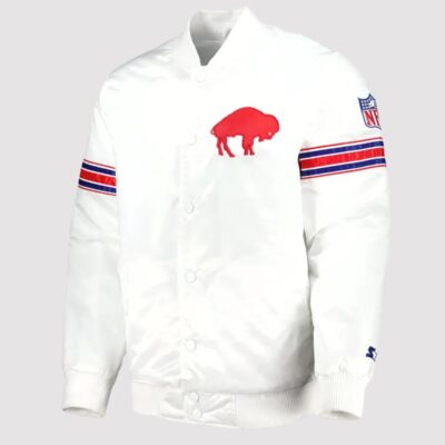 Buffalo Bills The Power Forward White Satin Varsity Jacket