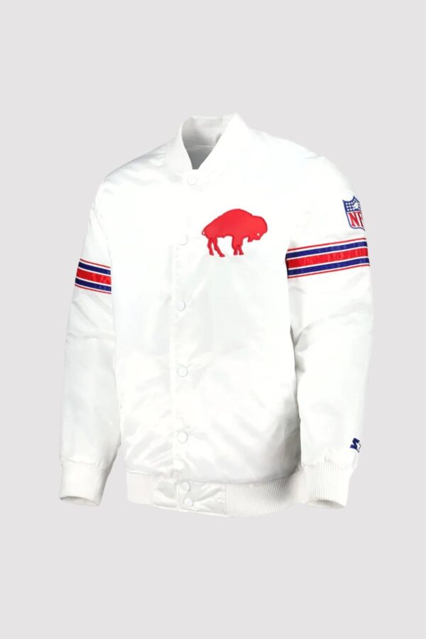 Buffalo Bills The Power Forward White Satin Varsity Jacket