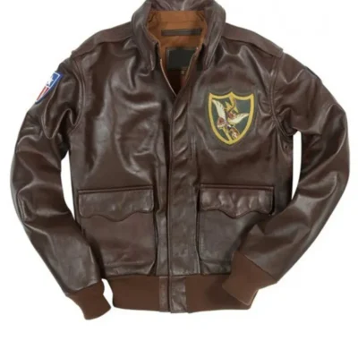 Men Flying Tigers Brown Leather Jacket