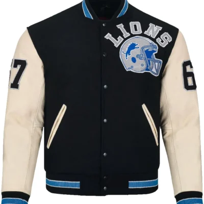 Mens Blue Lions Wool Varsity Sport Letterman Jacket