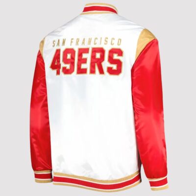 Throwback Warm Up Pitch San Francisco 49ers Satin Varsity Jacket