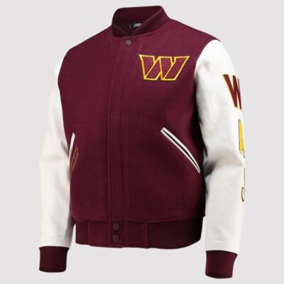 Washington Commanders White/Burgundy Letterman Jacket