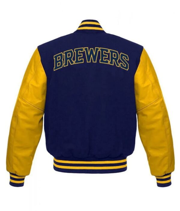 Letterman Milwaukee Brewers Yellow and Blue Jacket
