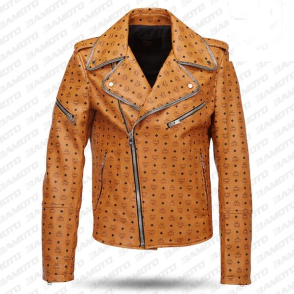 Mcm Visetos Biker Leather Jacket