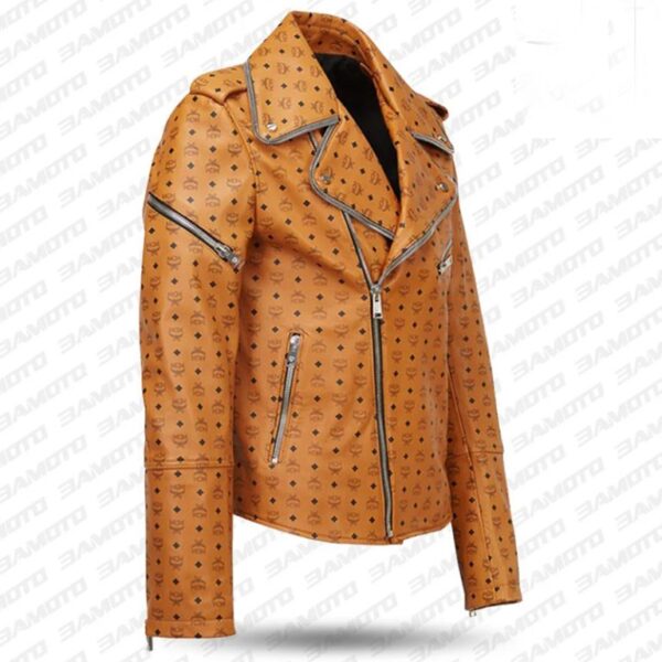 Mcm Visetos Biker Leather Jacket