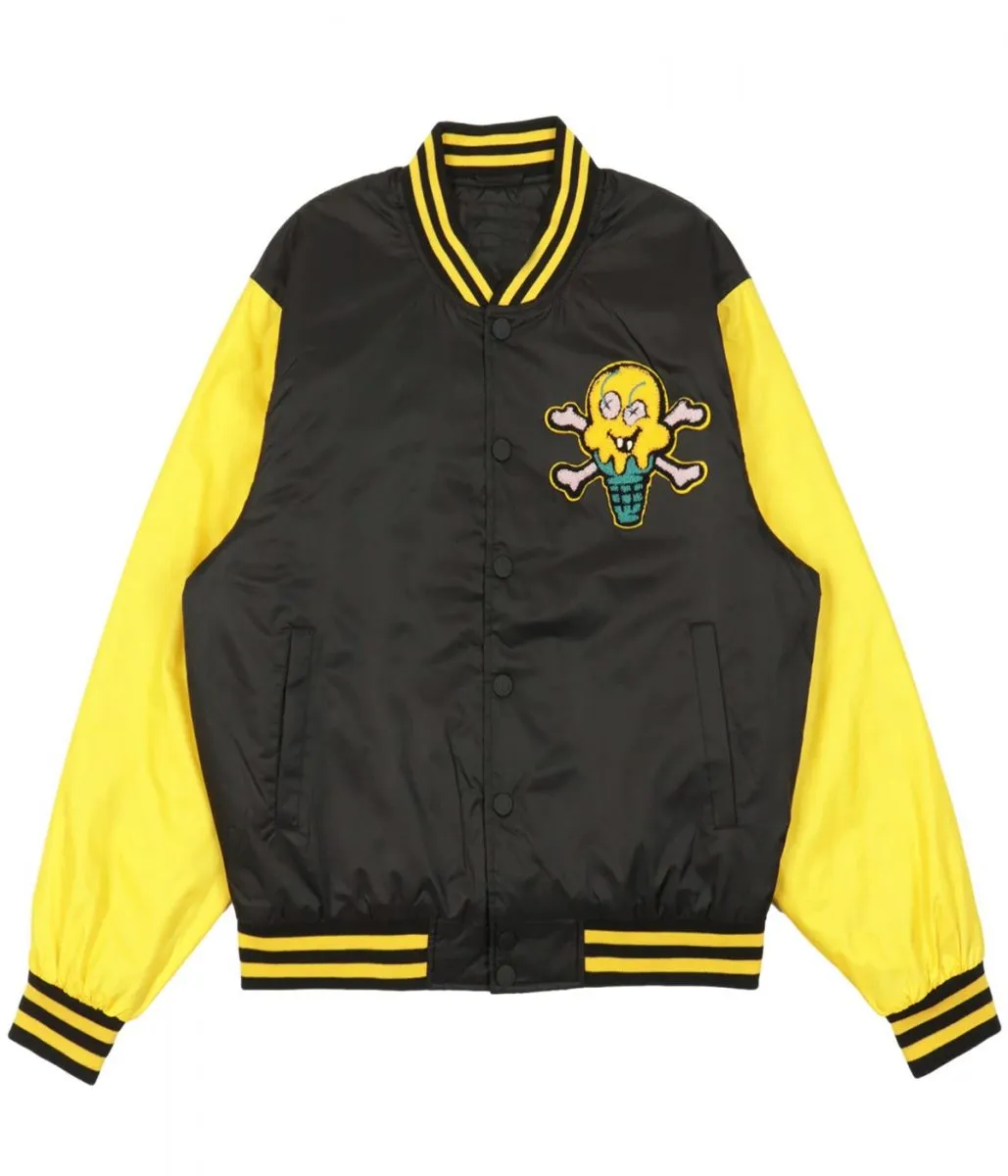 Icecream Static Yellow and Black Varsity Jacket