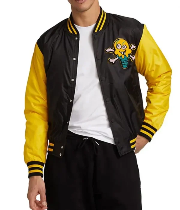 Icecream Static Yellow and Black Varsity Jacket