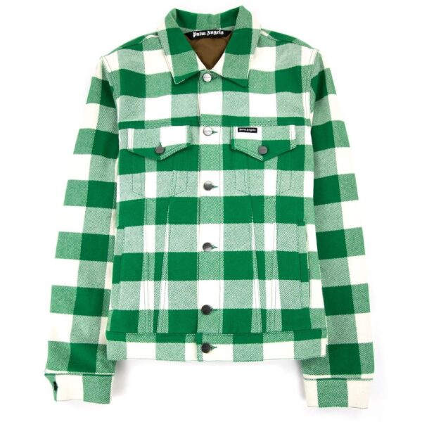 Palm Angels Curved Logo Check Jacket Green 310