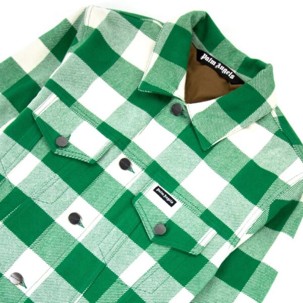 Palm Angels Curved Logo Check Jacket Green 310
