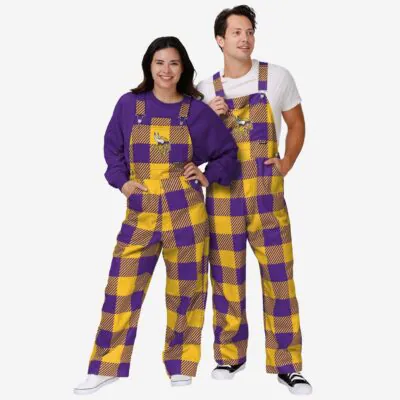 Minnesota Vikings Mens Plaid Bib Overalls