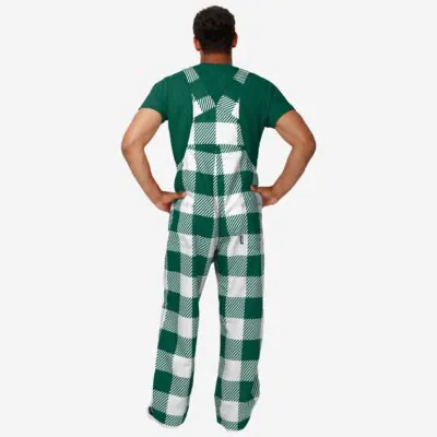 New York Jets Mens Plaid Bib Overalls