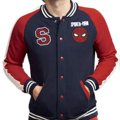 Spiderman Navy and Red Letterman Jacket