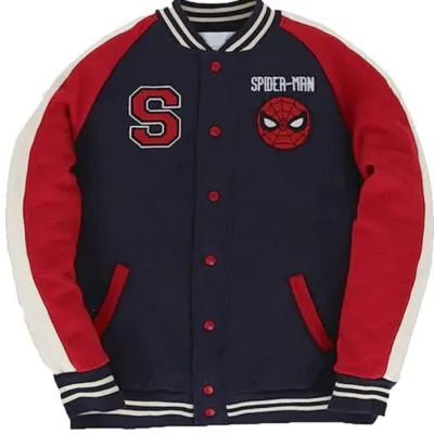 Spiderman Navy and Red Letterman Jacket