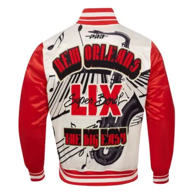 Super Bowl LIX Pro Standard Sublimated Satin Full-Snap Jacket – Cream
